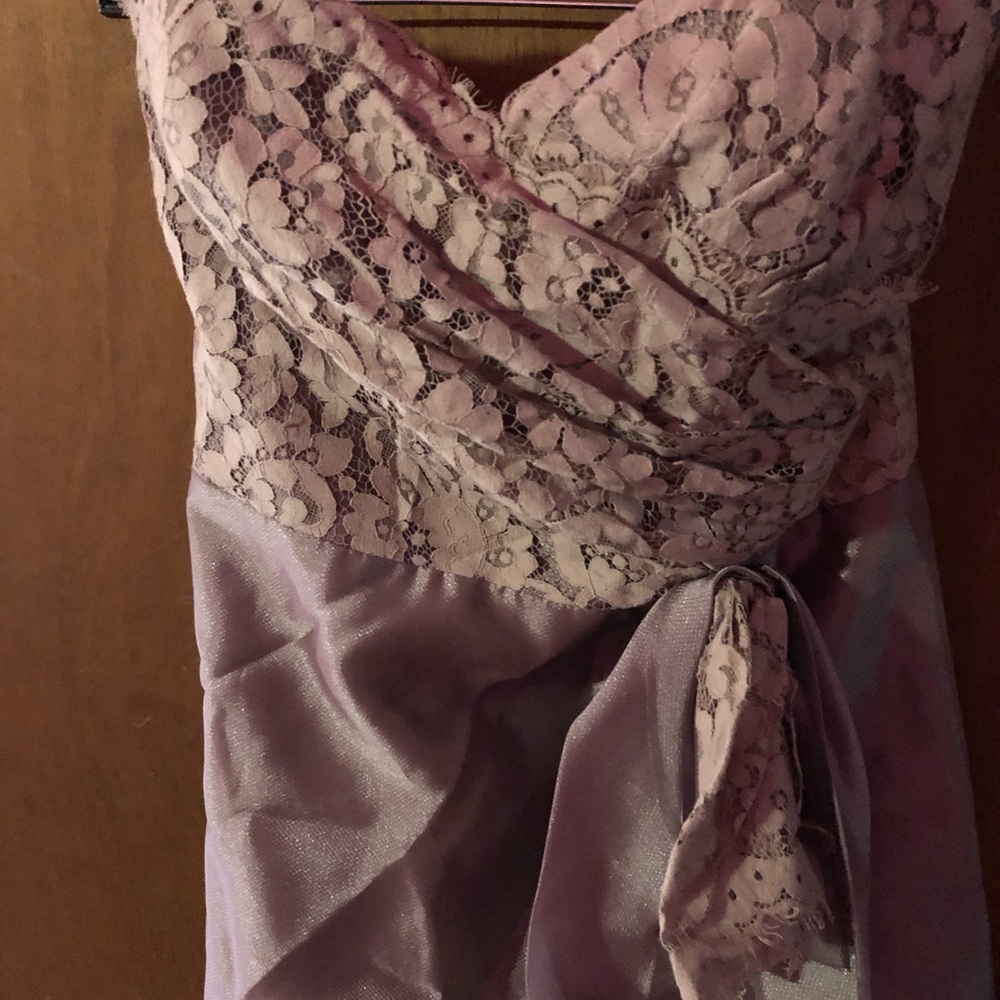 Noir by Lazaro mauve lace top sleeveless gown.
